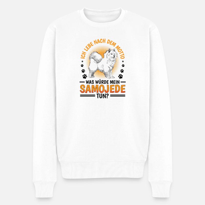 Was würde Samojede tun Schlittenhund - Männer Premium Bio Pullover - Weiß