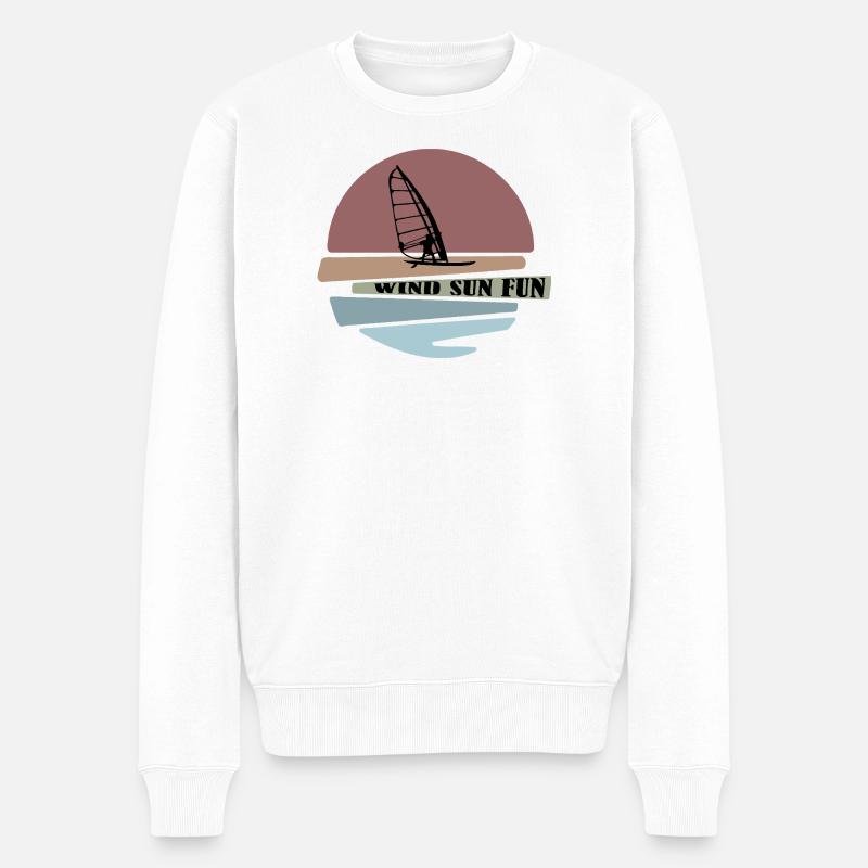 Windsurf coucher de soleil Fun Design - Pull Premium bio Homme - blanc