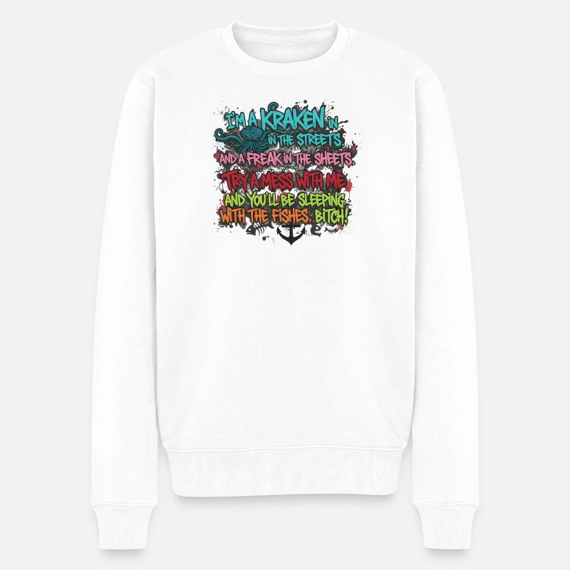 GRAFFITI DE RUE KRAKEN DISANT - Pull Premium bio Homme - blanc