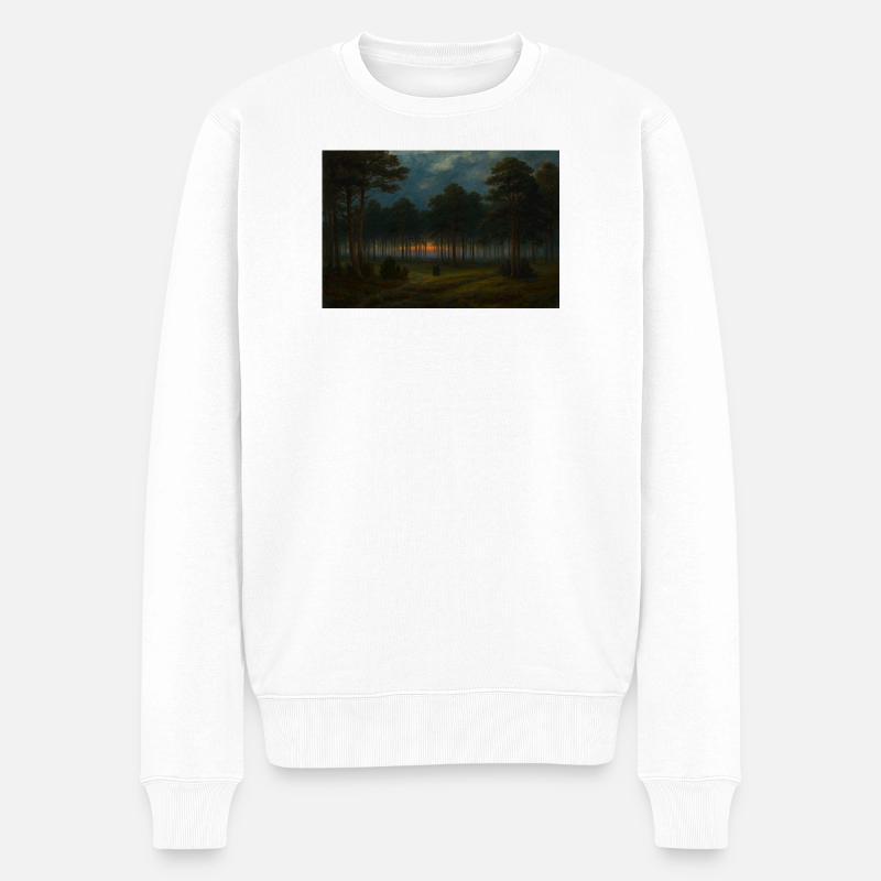 Abenddämmerung im dunklen Wald - Männer Premium Bio Pullover - Weiß