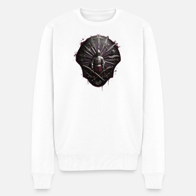 Ritterschild der Klingenvielfalt - Männer Premium Bio Pullover - Weiß