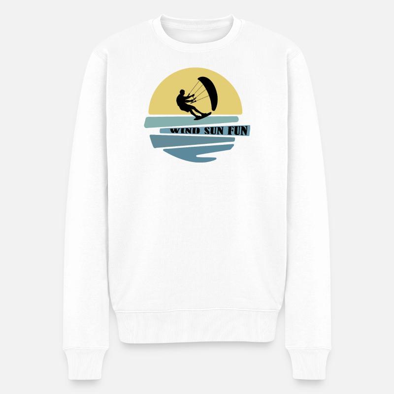 Wind Sonne Fun Kitesurfer - Männer Premium Bio Pullover - Weiß