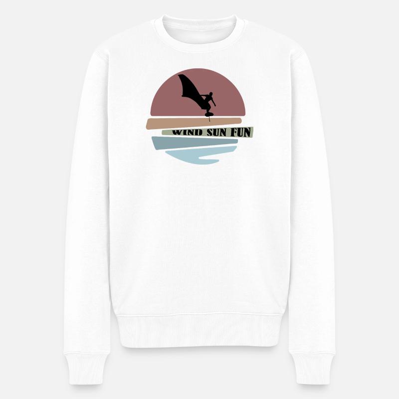 Wingfoil coucher de soleil Silhouette - Pull Premium bio Homme - blanc