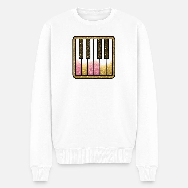 Glitzer Klavier Pastell Glam - Männer Premium Bio Pullover - Weiß