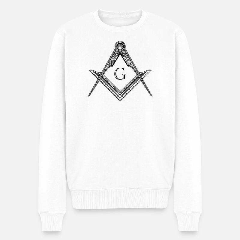 Symbole maçonnique Angle et boussole Franc-maçonnerie - Pull Premium bio Homme - blanc