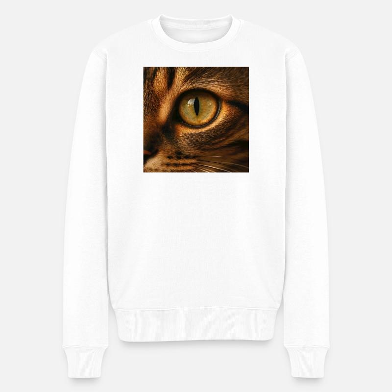 Animal - Chat, Gros Plan De L’œil - Pull Premium bio Homme - blanc
