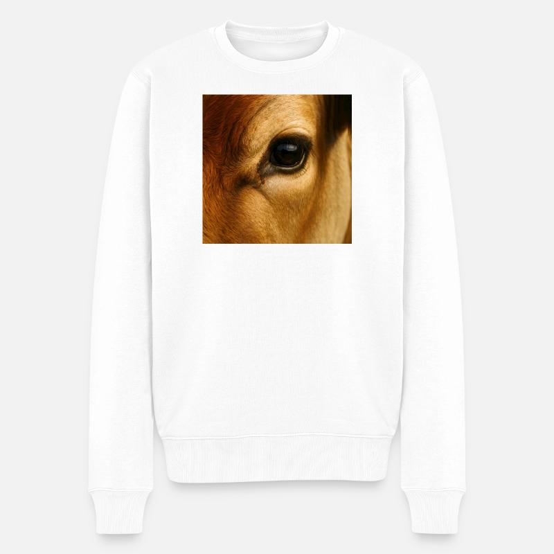 Animal - Vache, Gros Plan Sur L’œil - Pull Premium bio Homme - blanc