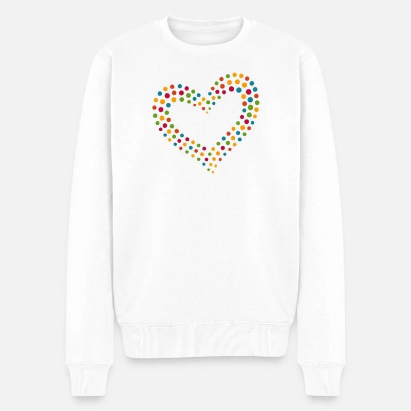 Regenbogen Punkt Herz - Männer Premium Bio Pullover - Weiß