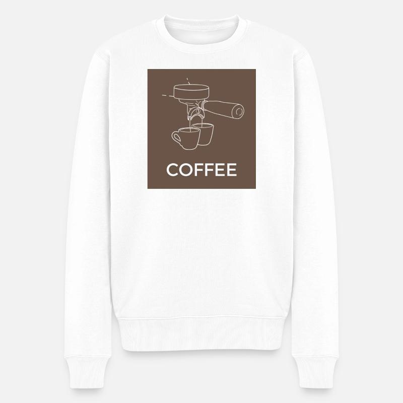 Machine à café Line art Café - Pull Premium bio Homme - blanc