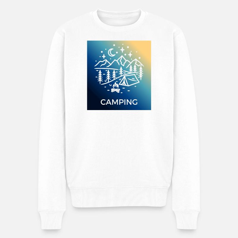 Nuit Forêt Camping Camping - Pull Premium bio Homme - blanc