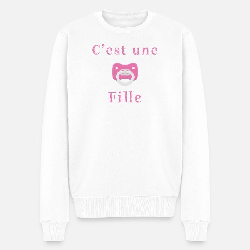 Geburt - es ist ein Mädchen - Männer Premium Bio Pullover - Weiß