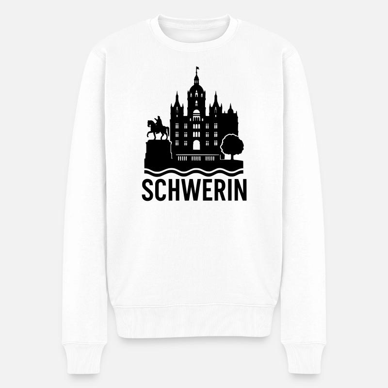 schwerin silhouette - Männer Premium Bio Pullover - Weiß