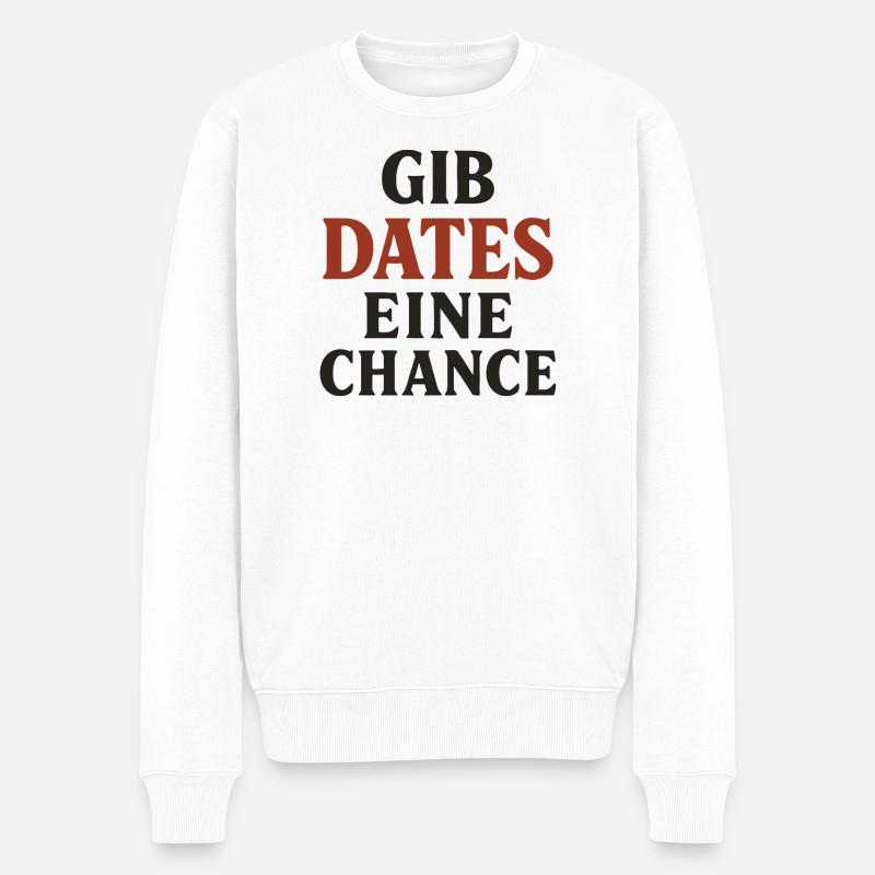 Gib Dates eine Chance - Männer Premium Bio Pullover - Weiß
