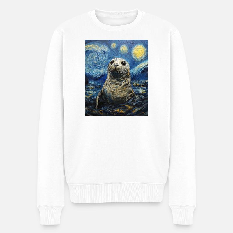 Robbe Van Gogh Style Nuit étoilée - Pull Premium bio Homme - blanc