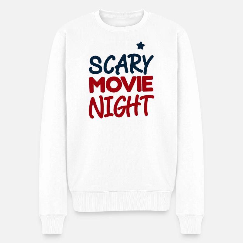Horrorfilm-Nacht - Männer Premium Bio Pullover - Weiß