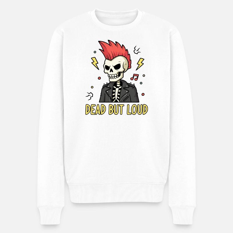 Tot aber Laut Punk-Skelett - Männer Premium Bio Pullover - Weiß