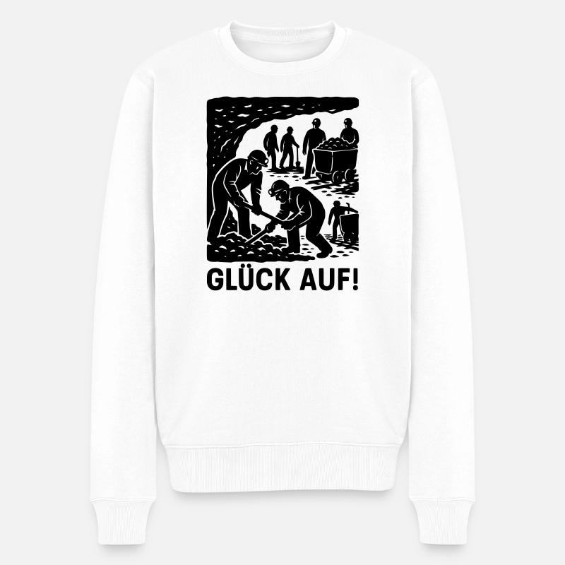 Glück Auf Bergbau Bergmann Arbeit Zeche Historisch - Männer Premium Bio Pullover - Weiß