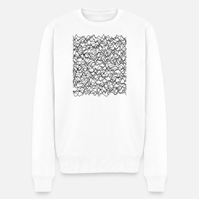 Design mit Wellenlinien - Männer Premium Bio Pullover - Weiß
