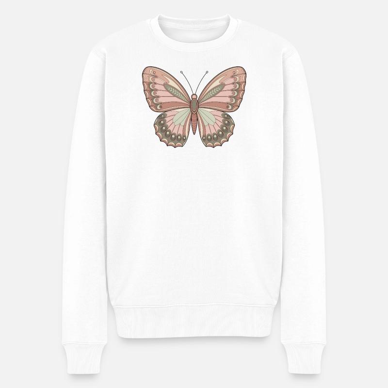 Boho Schmetterling - Männer Premium Bio Pullover - Weiß