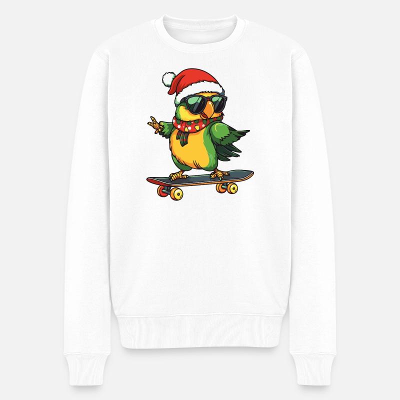Papagai Weihnachten Lustig - Männer Premium Bio Pullover - Weiß