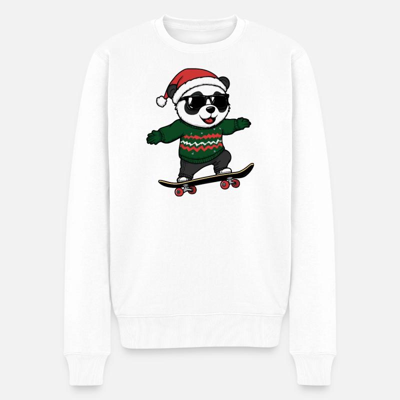 Panda Noël Drôle - Pull Premium bio Homme - blanc