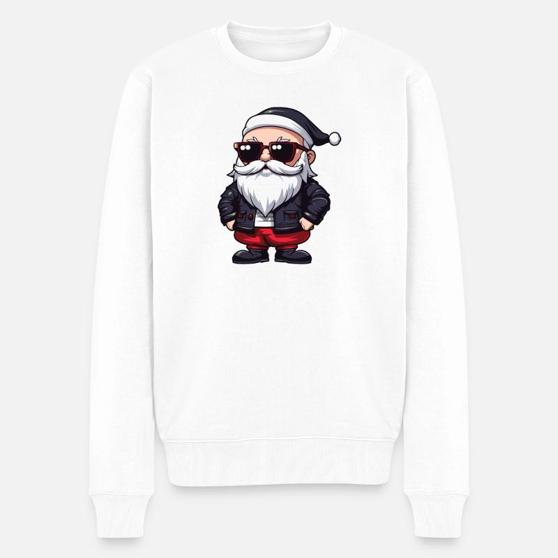 Weihnachtsmann Comic Santa - Männer Premium Bio Pullover - Weiß