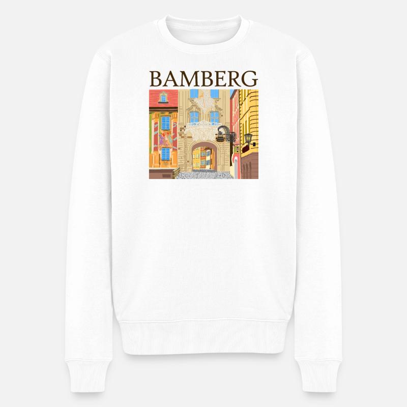 Bamberg, Bavière, Dessin à la main - Pull Premium bio Homme - blanc
