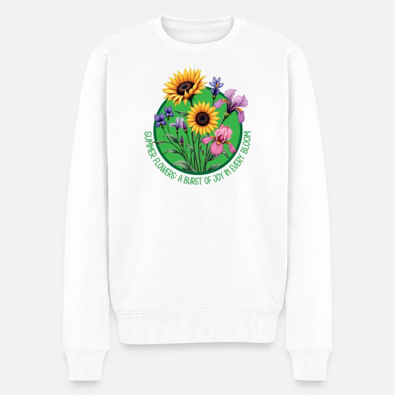Sommerblumen blühen Kreis - Männer Premium Bio Pullover - Weiß
