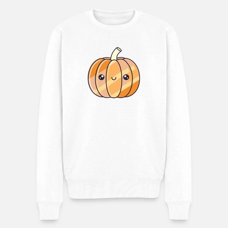 Strahlender Kawaii Kürbis - Männer Premium Bio Pullover - Weiß
