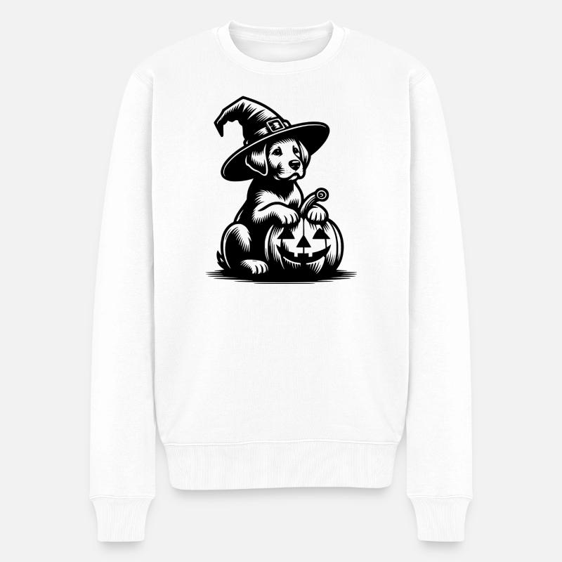 Halloween-Hund - Männer Premium Bio Pullover - Weiß