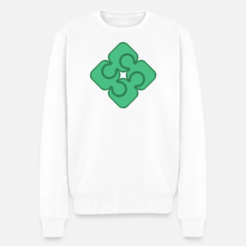Ineinandergreifendes Kleeblatt-Motiv - Männer Premium Bio Pullover - Weiß