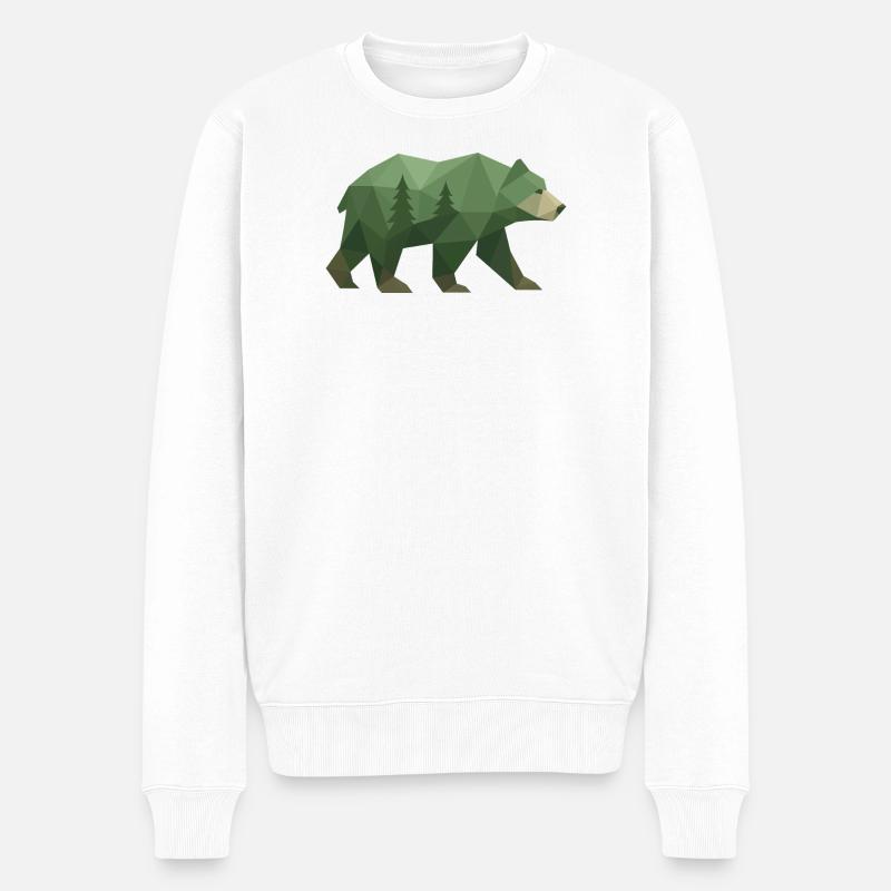Geometrischer Bär - Männer Premium Bio Pullover - Weiß