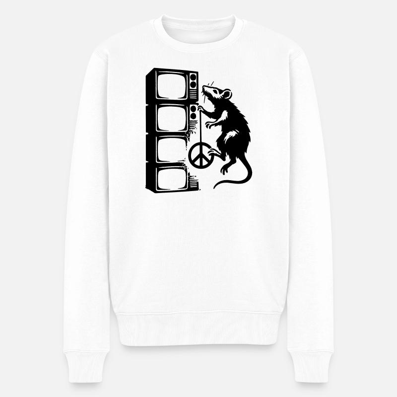 Ratte mit Bildschirm - Männer Premium Bio Pullover - Weiß