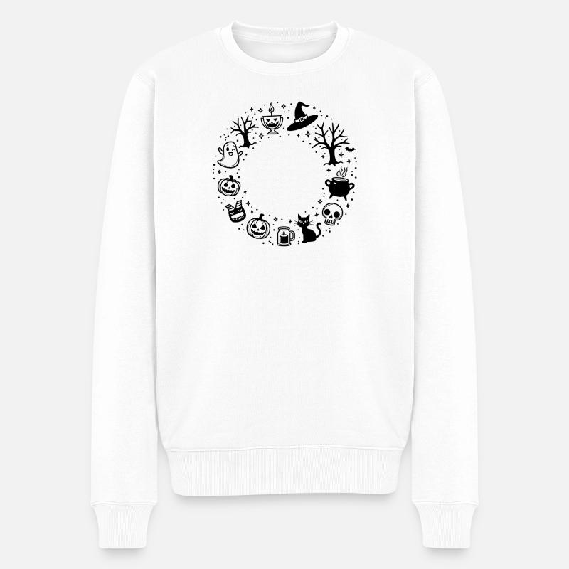 Symboles d’Halloween Couronne - Pull Premium bio Homme - blanc