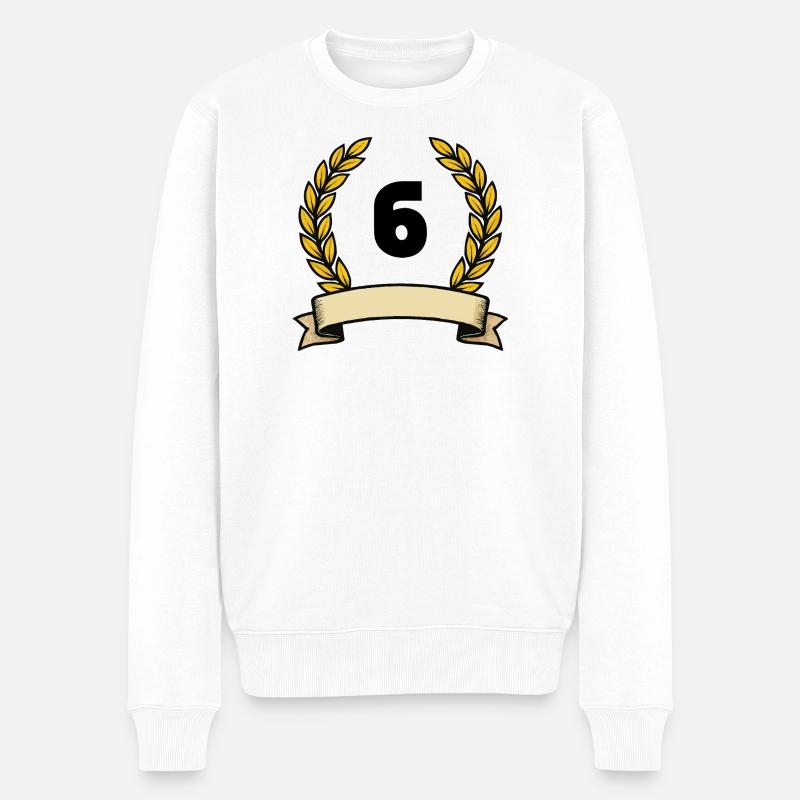 Goldener Lorbeerkranz Nummer 6 - Männer Premium Bio Pullover - Weiß