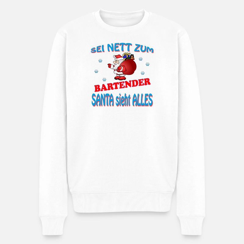 SANTA BARTENDER - Männer Premium Bio Pullover - Weiß