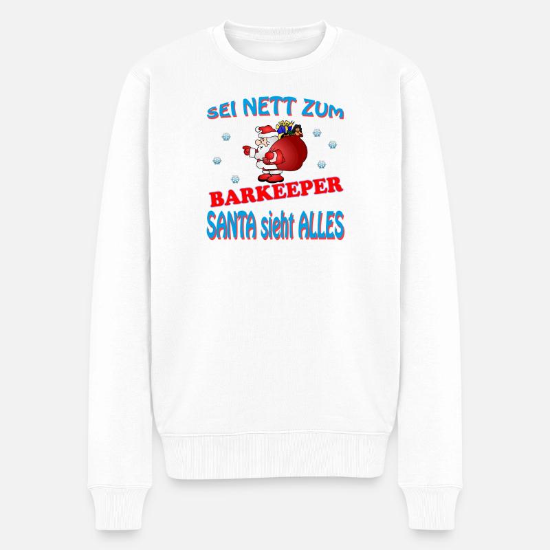 SANTA BARKEEPER - Männer Premium Bio Pullover - Weiß