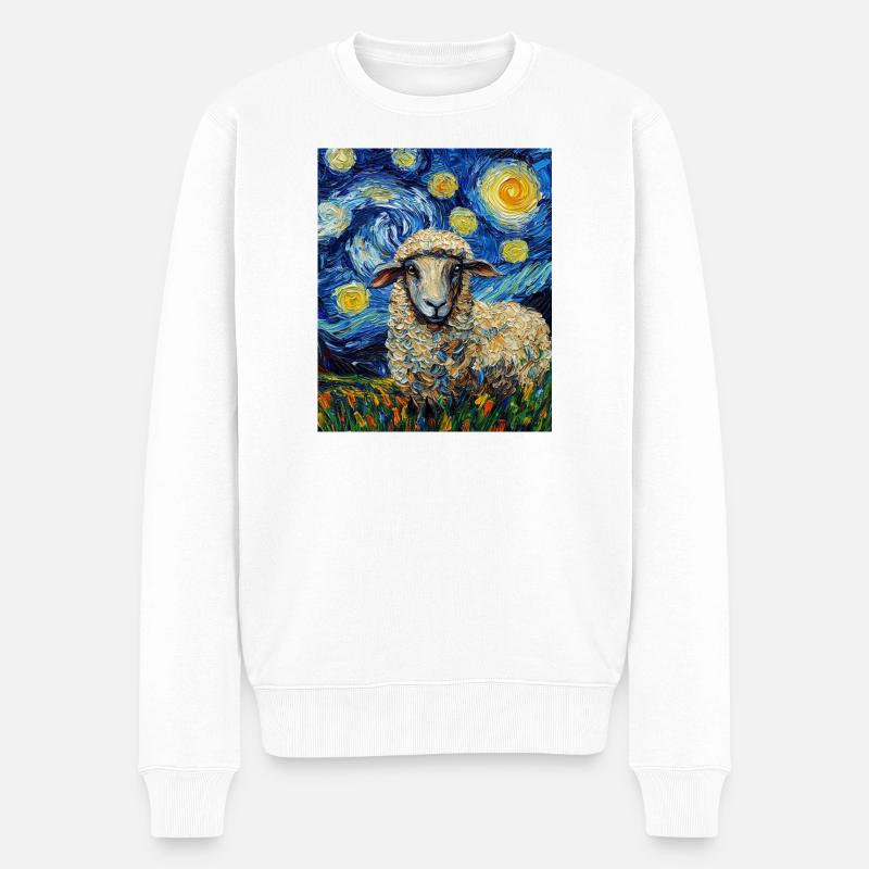 Mouton style Van Gogh Nuit étoilée - Pull Premium bio Homme - blanc