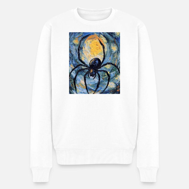araignées araignées Halloween style Van Gogh - Pull Premium bio Homme - blanc