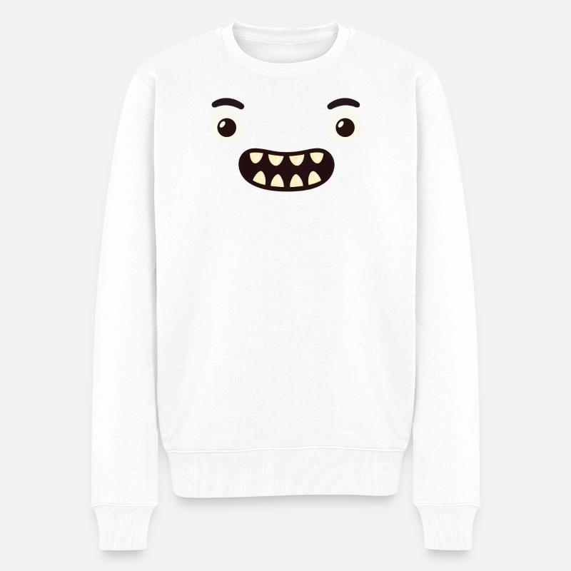 Visage de monstre - Pull Premium bio Homme - blanc