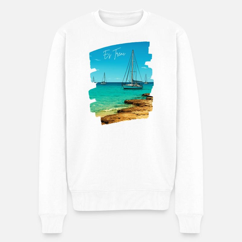 Es Trenc - Mallorca - Männer Premium Bio Pullover - Weiß