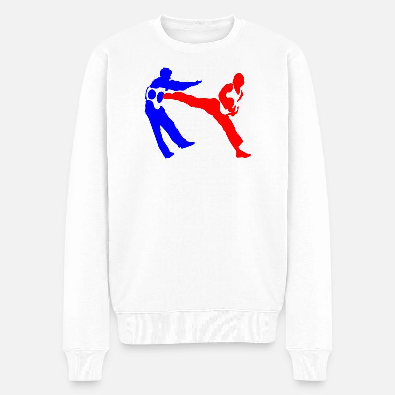 Kämpferische Silhouetten Kontrast - Männer Premium Bio Pullover - Weiß
