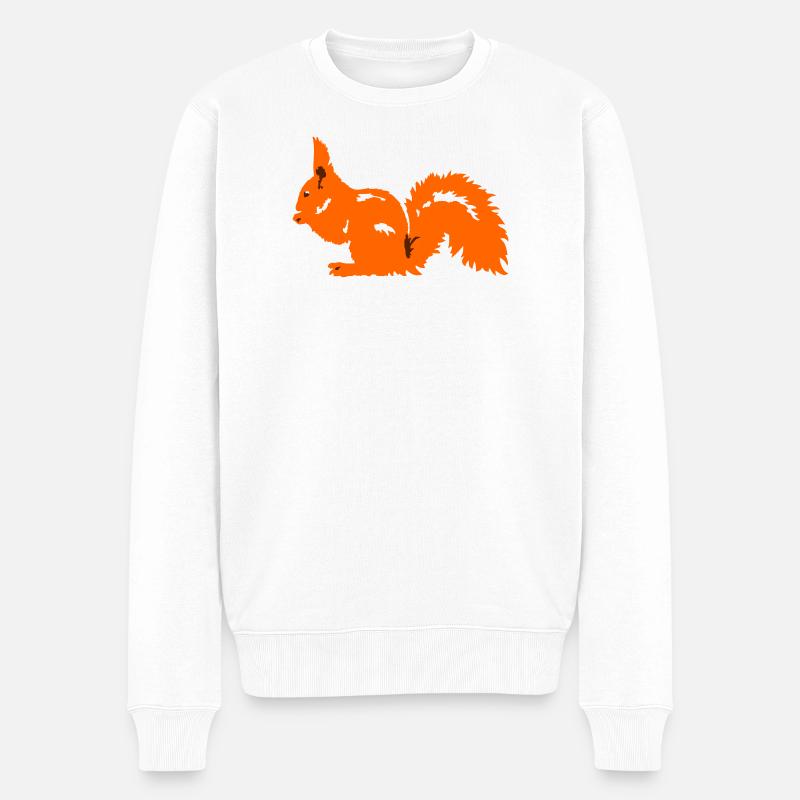 Eichhoernchen Silhouette - Männer Premium Bio Pullover - Weiß