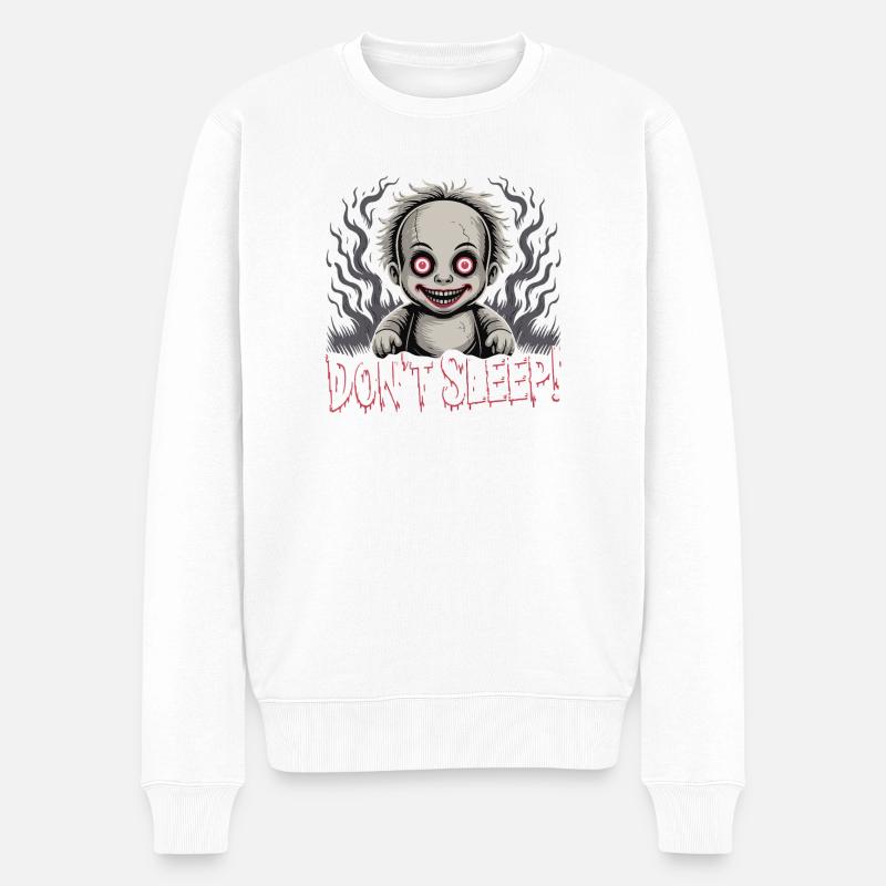 Poupée effrayante Ne dort pas - Pull Premium bio Homme - blanc