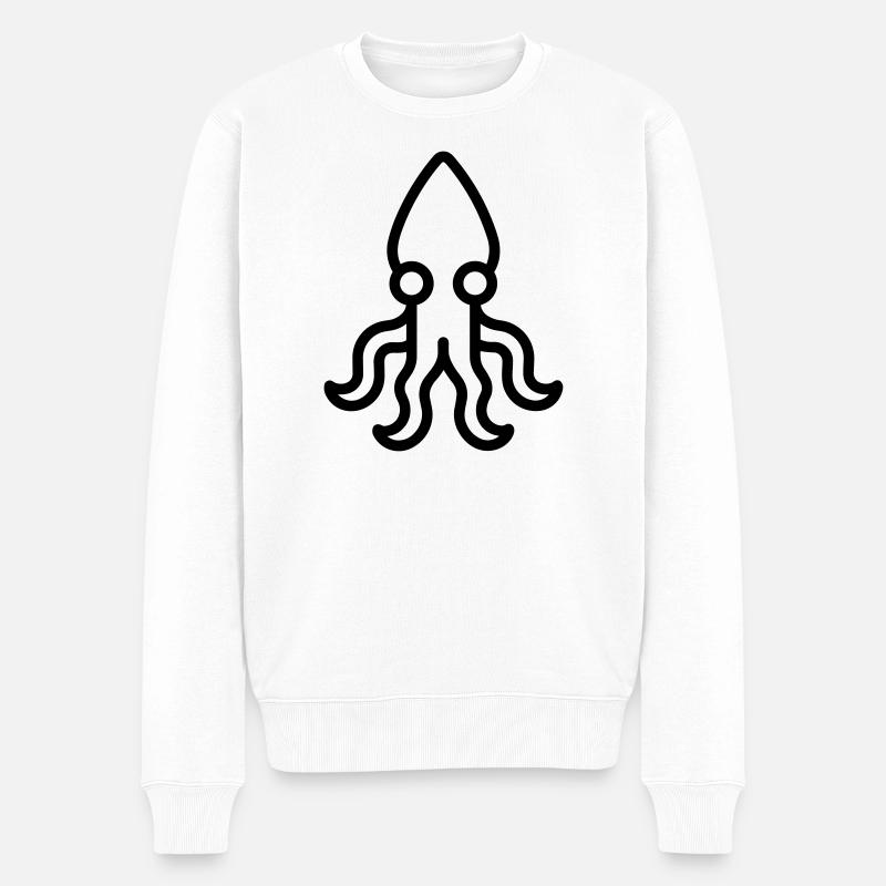 Tintenfisch - Männer Premium Bio Pullover - Weiß