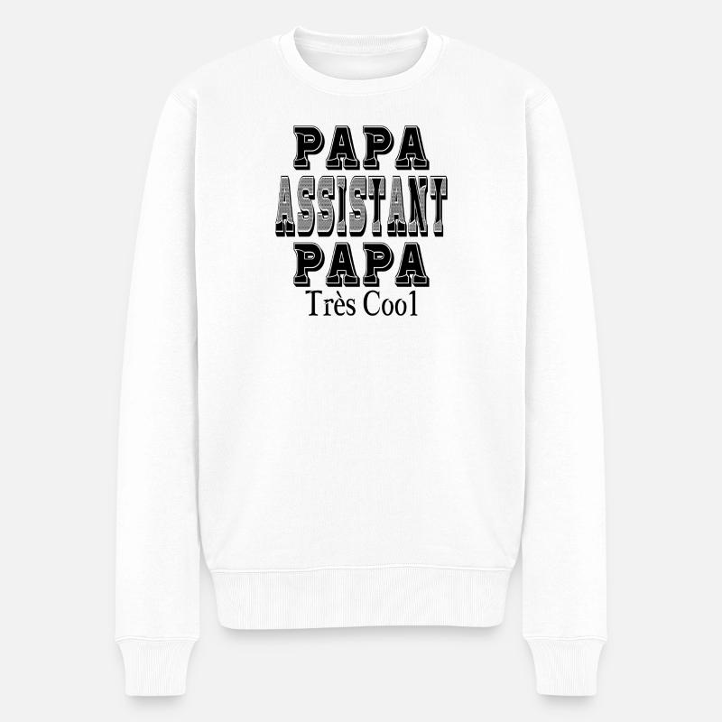 Papa Assistent Papa Sehr Cool - Männer Premium Bio Pullover - Weiß