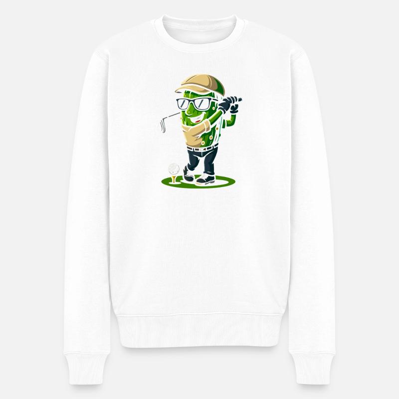 dessin animé de golfeur de cactus - Pull Premium bio Homme - blanc