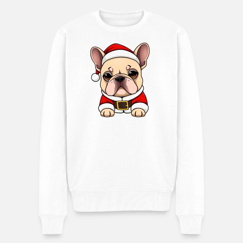 Bouledogue français comme Père Noël Noël - Pull Premium bio Homme - blanc