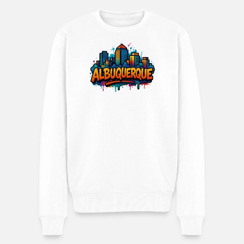 Silhouette de graffiti d’Albuquerque - Pull Premium bio Homme - blanc