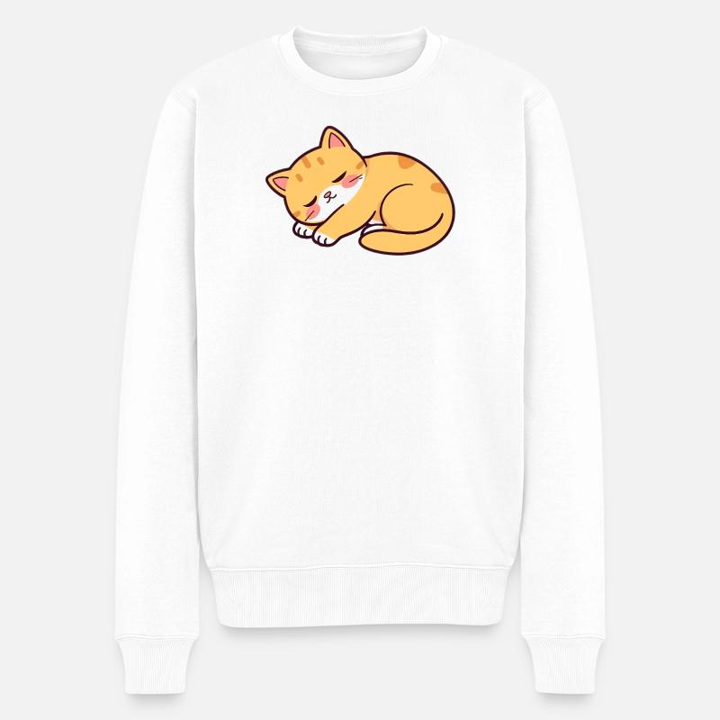 chat endormi - Pull Premium bio Homme - blanc